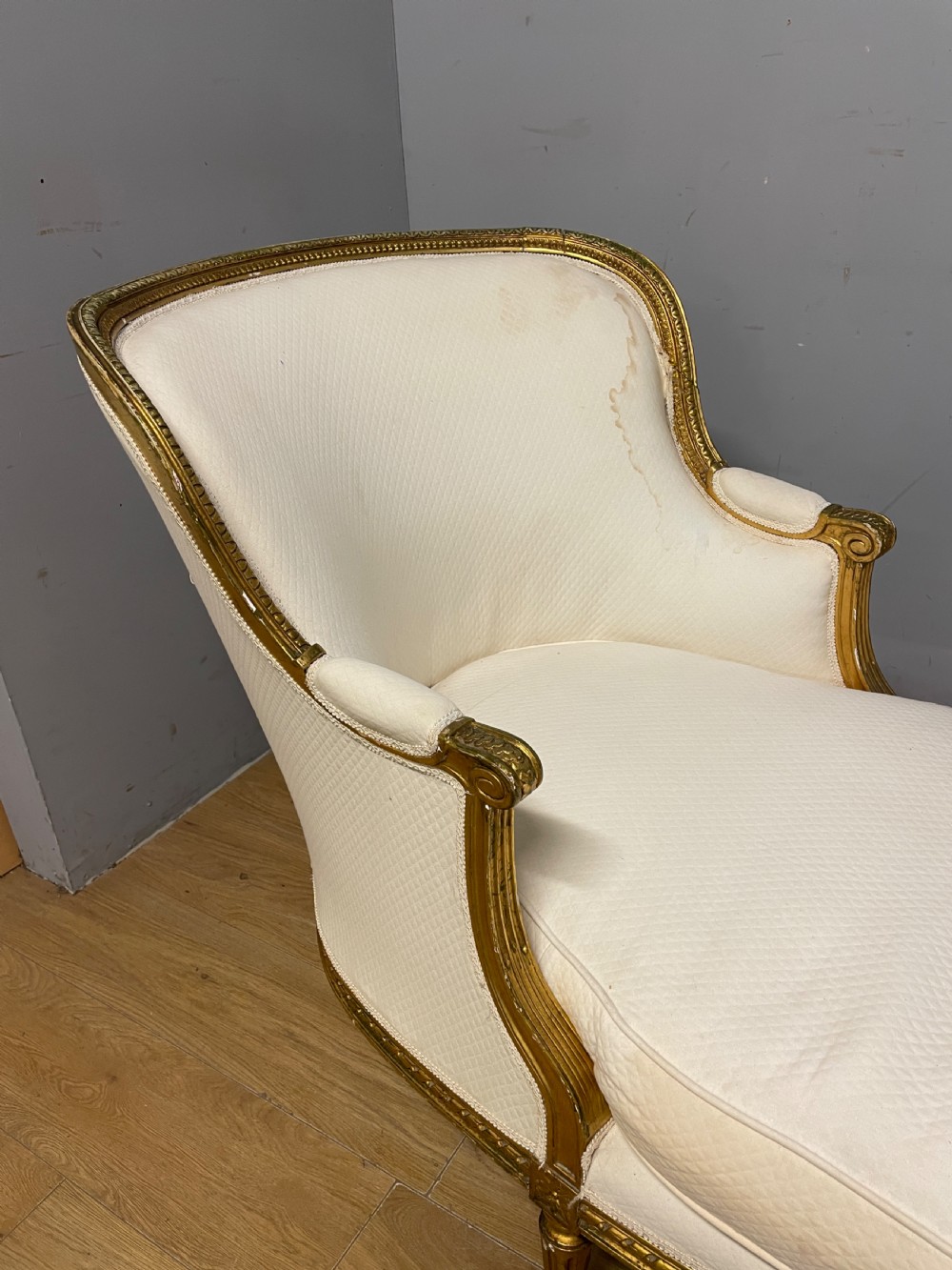 C19th gilt framed French double ended day bed for reupholstery  View III