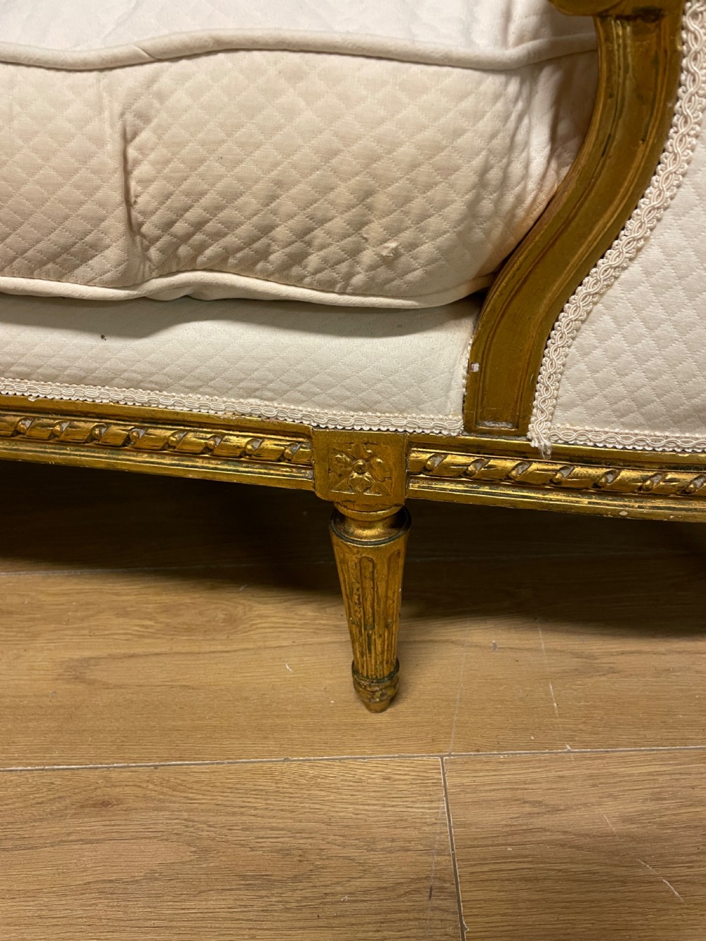 C19th gilt framed French double ended day bed for reupholstery  View IV