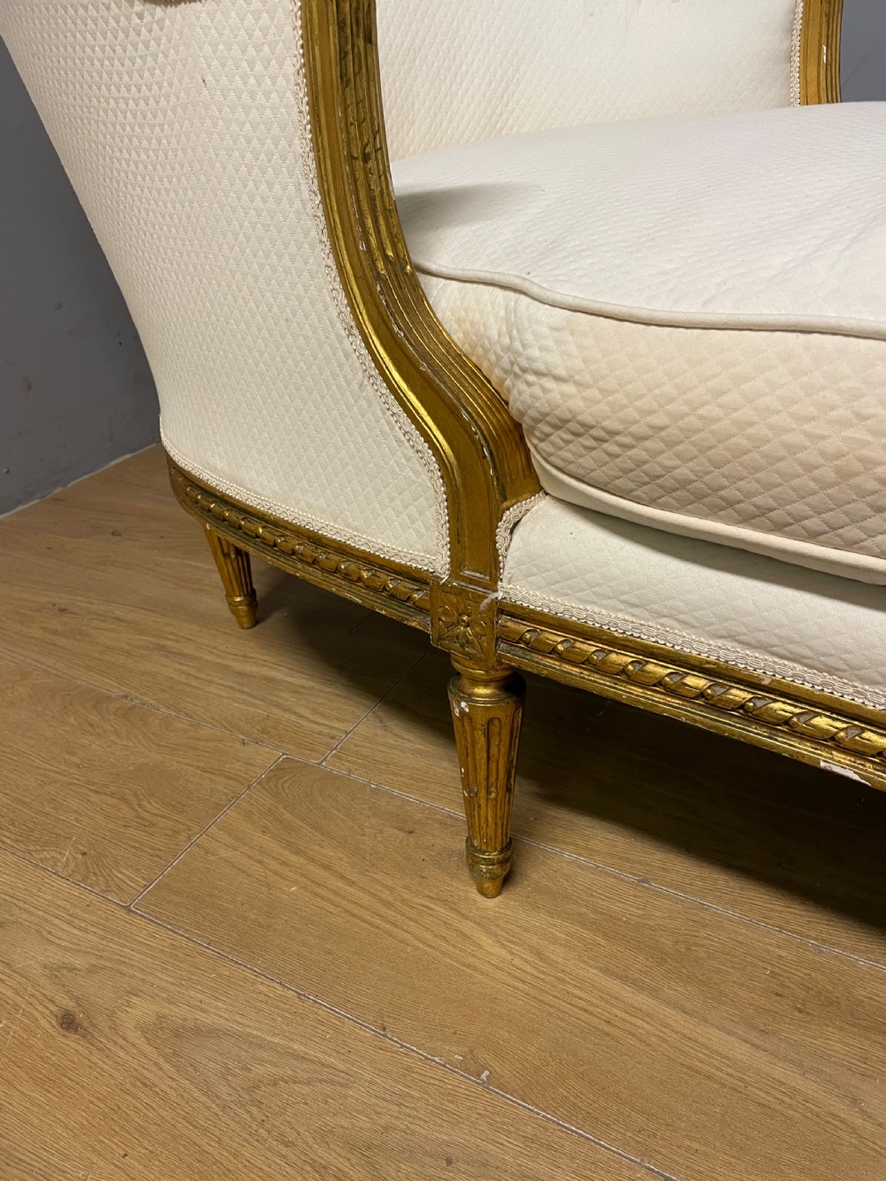 C19th gilt framed French double ended day bed for reupholstery  View V