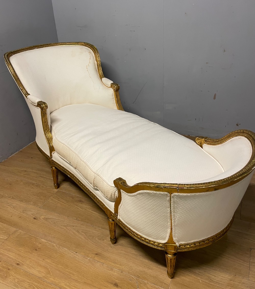C19th gilt framed French double ended day bed for reupholstery  View VI
