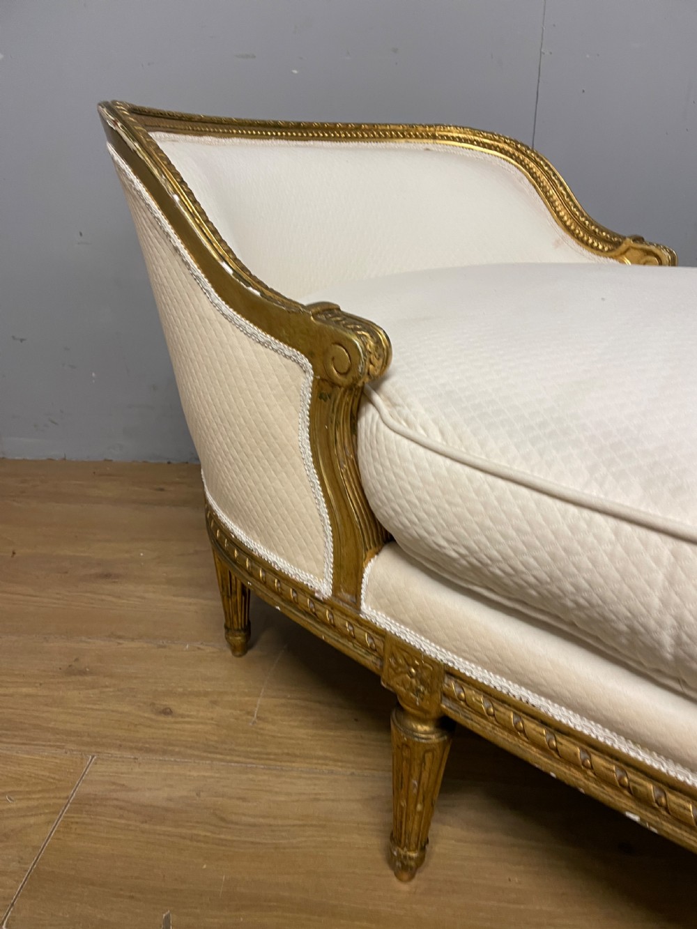 C19th gilt framed French double ended day bed for reupholstery  View IX
