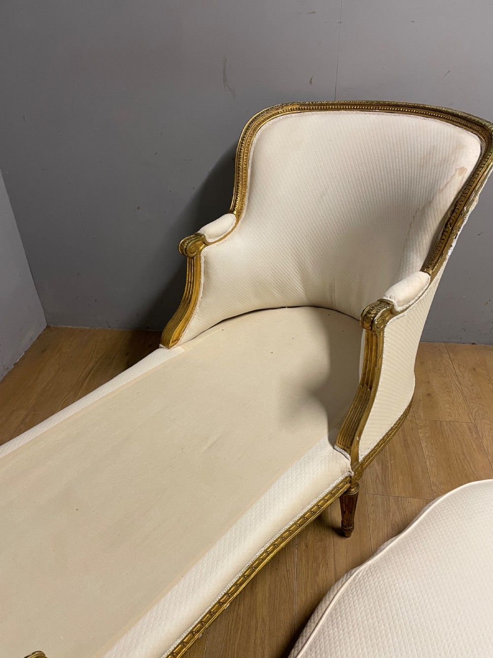 C19th gilt framed French double ended day bed for reupholstery  View XII