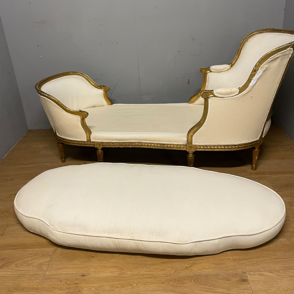 C19th gilt framed French double ended day bed for reupholstery  View XIII