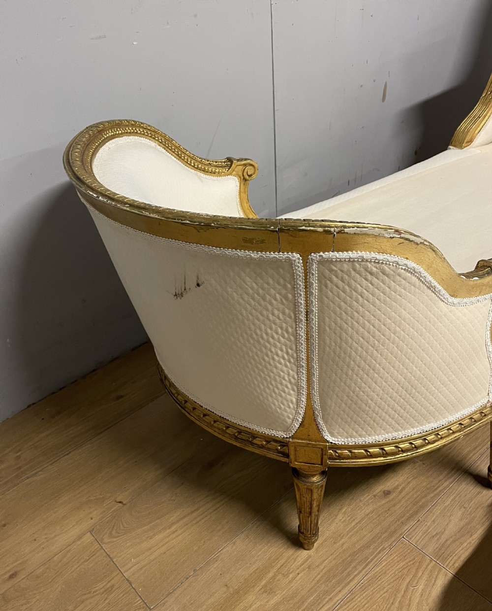 C19th gilt framed French double ended day bed for reupholstery  View XIV