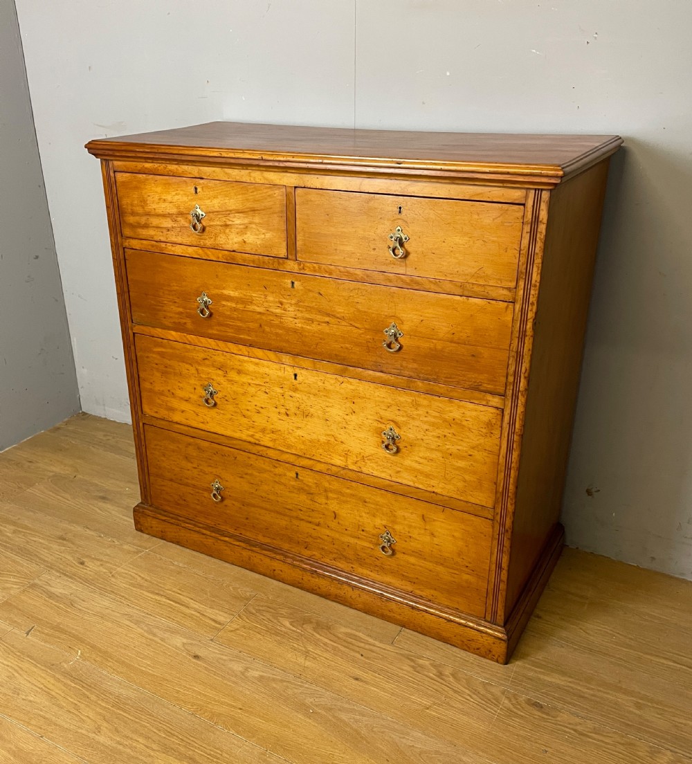 C19TH satin walnut gothic style chest of drawers 