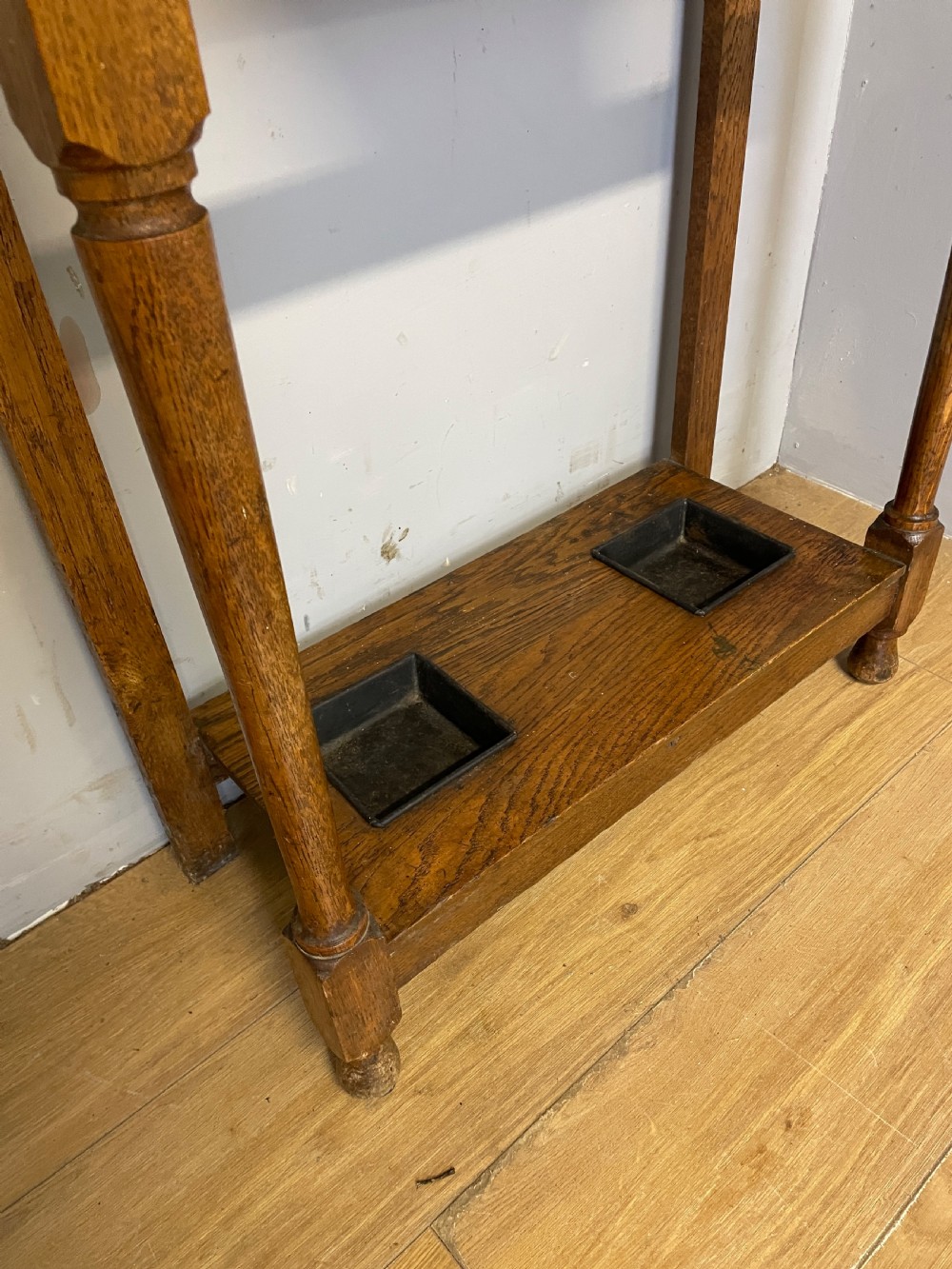 Arts and Crafts small golden oak hall stand  View VII