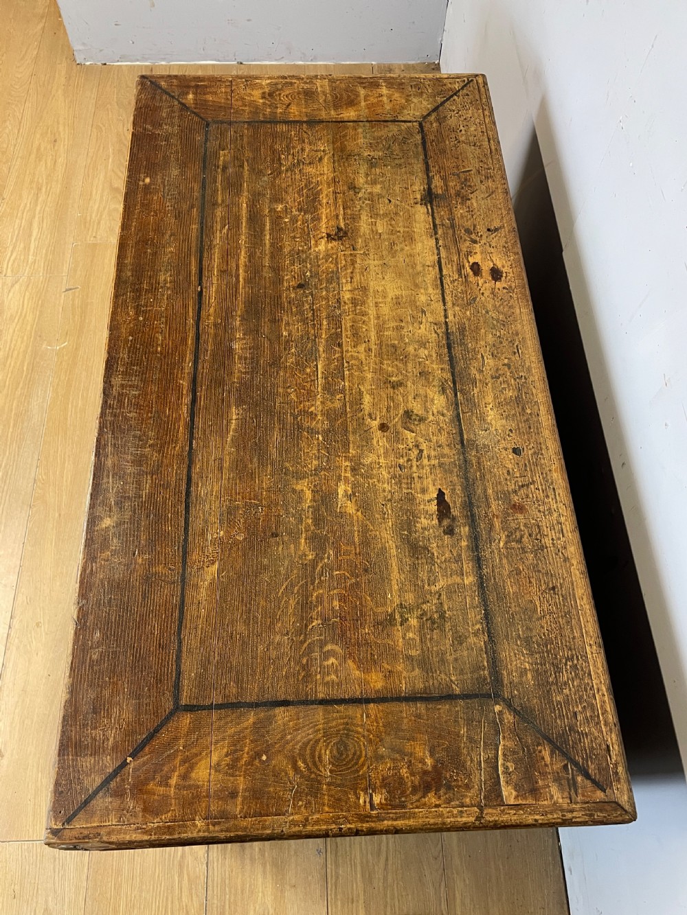 C19TH pine blanket box with original painted (scumbled) finish  View X