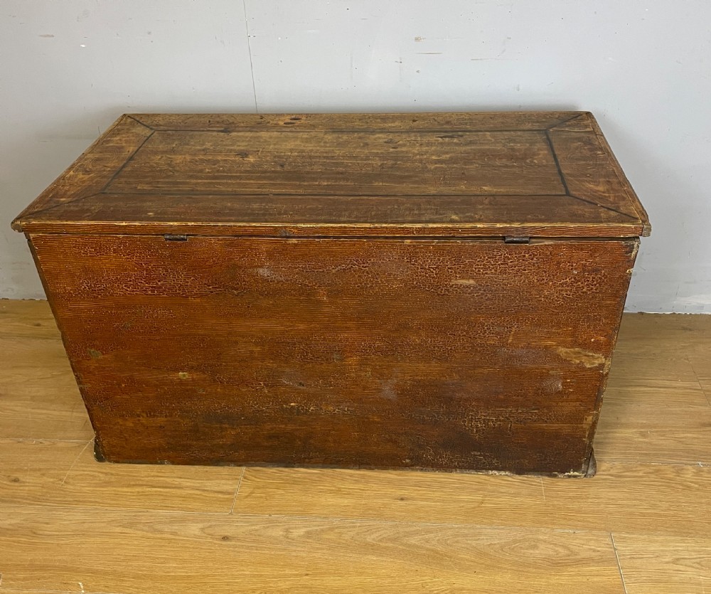 C19TH pine blanket box with original painted (scumbled) finish  View XI