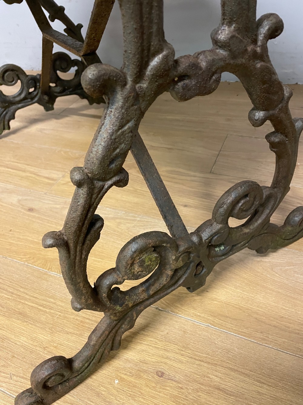 C19TH ornate cast iron table with marble top  View IX