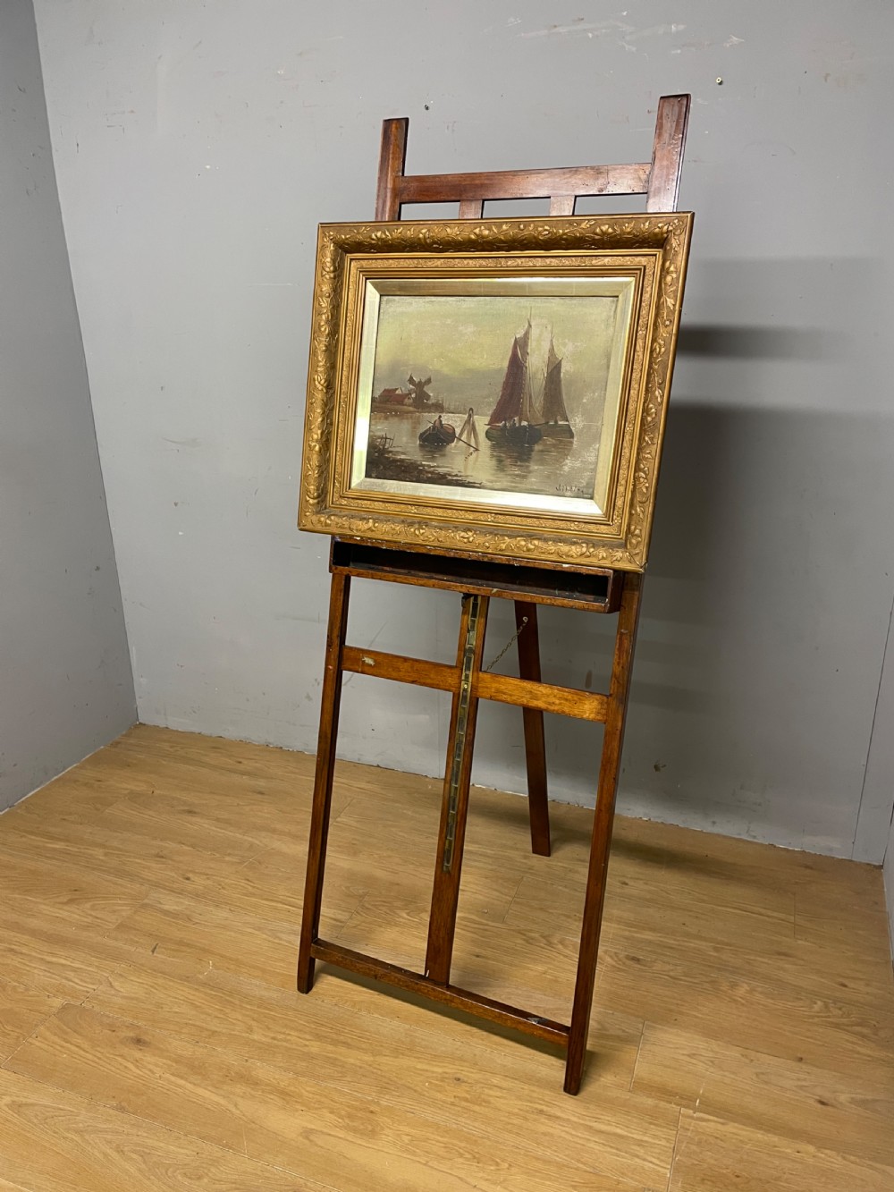 C19th mahogany H frame studio easel  View X