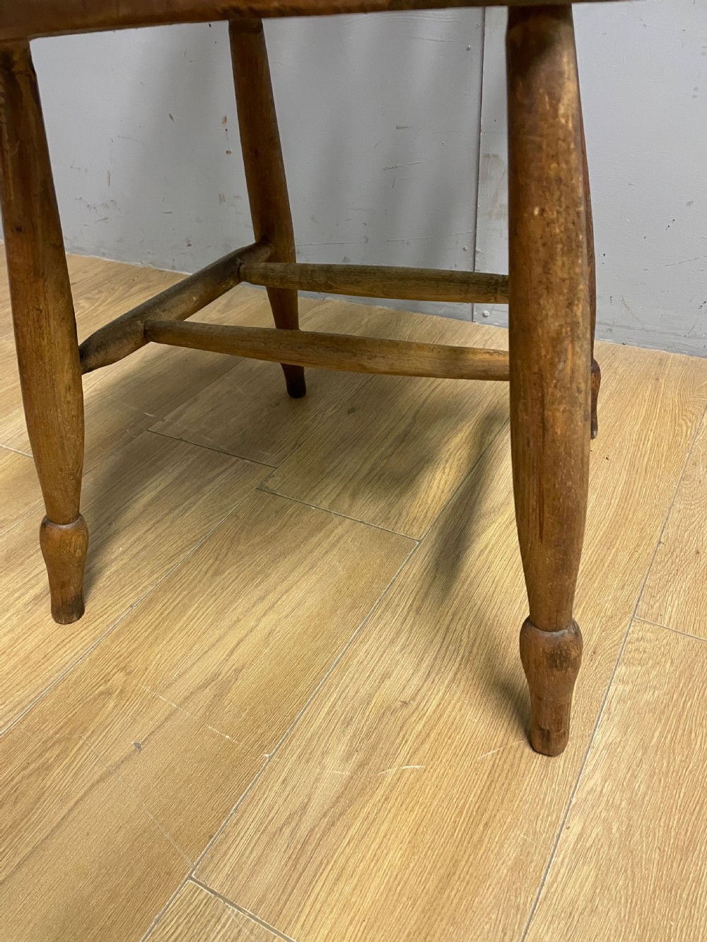 Set of four C19th elm seated kitchen chairs  View VII