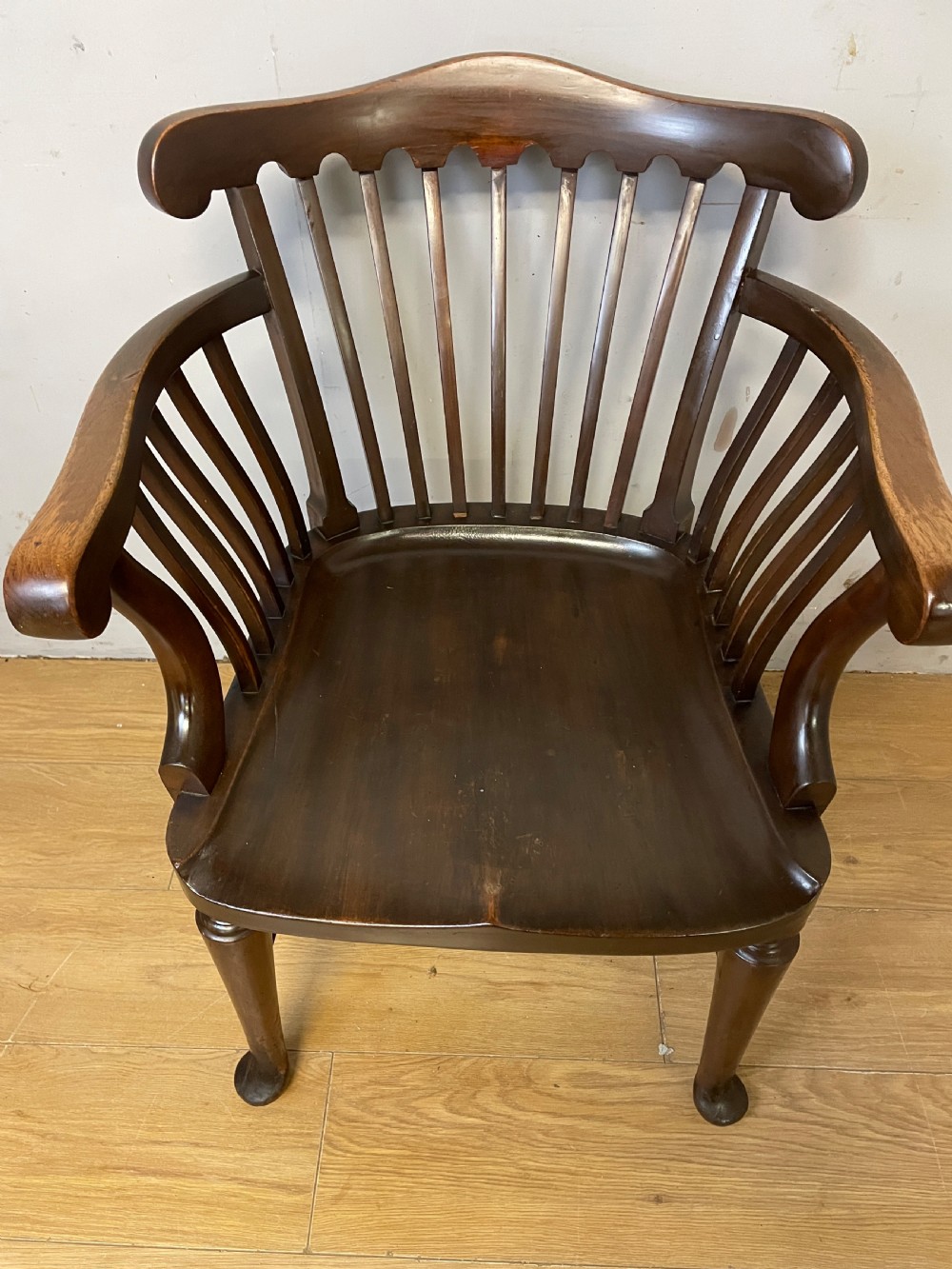 Late C19th elegant mahogany slat back office chair  View II