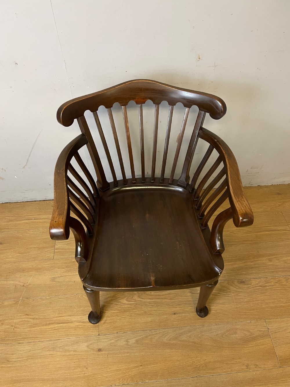 Late C19th elegant mahogany slat back office chair  View VIII