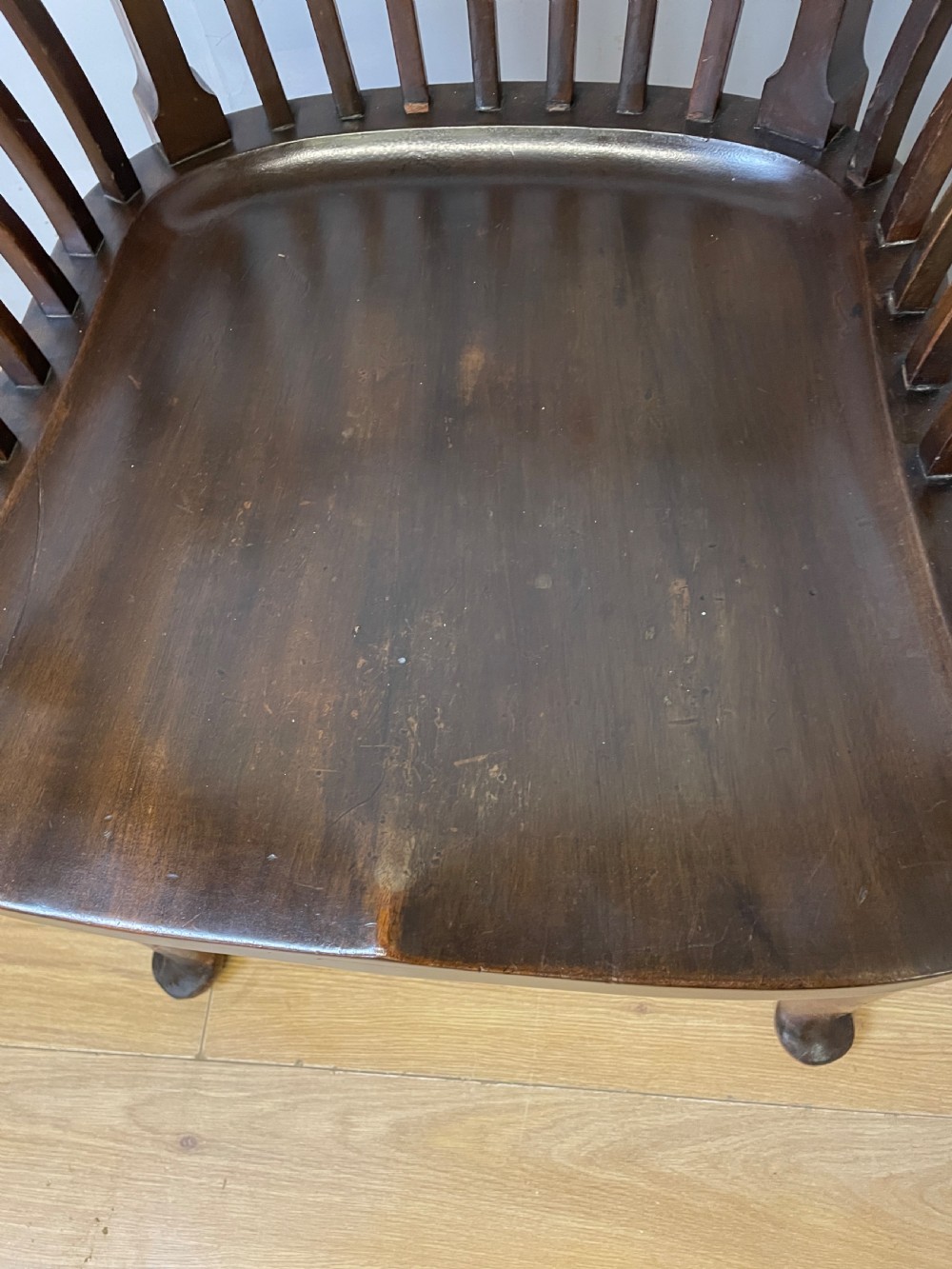 Late C19th elegant mahogany slat back office chair  View IX