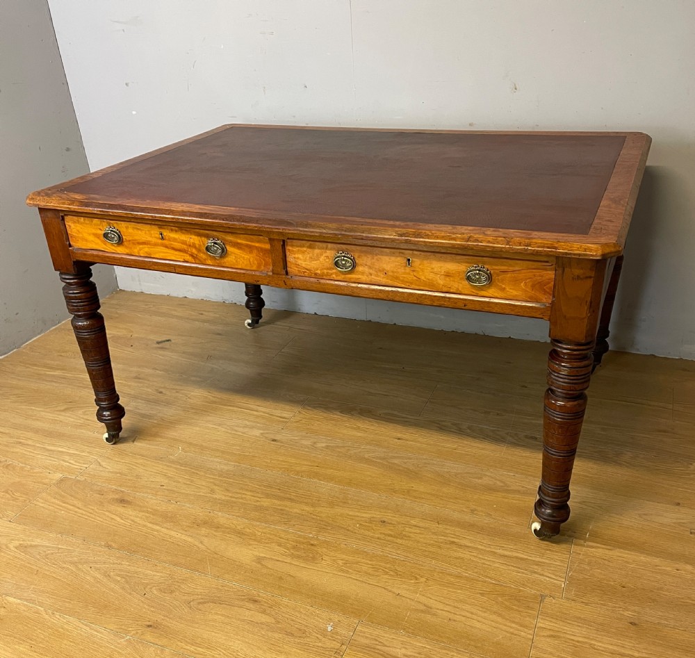 C19th walnut partners writing table with provenance 