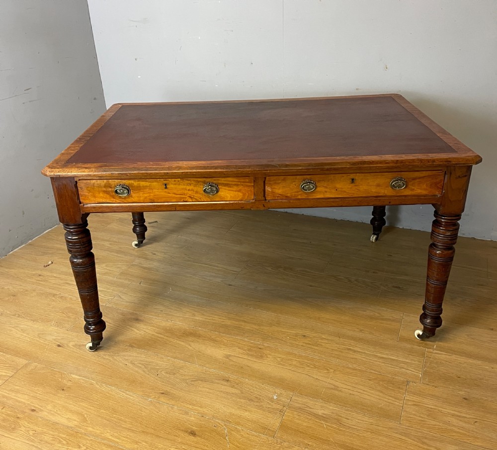 C19th walnut partners writing table with provenance  View XI