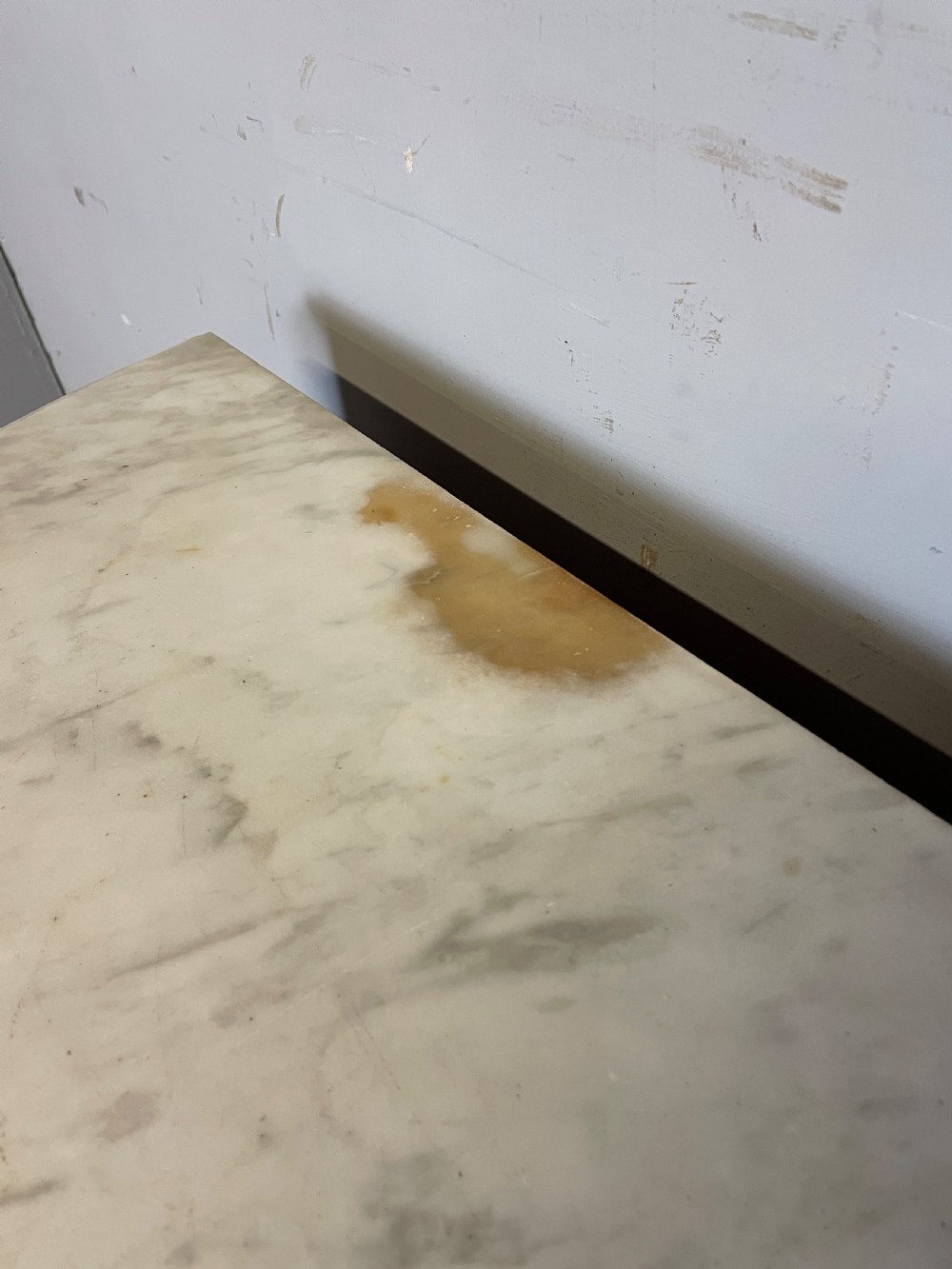 C19TH burr walnut credenza with white Carrara marble top  View VIII