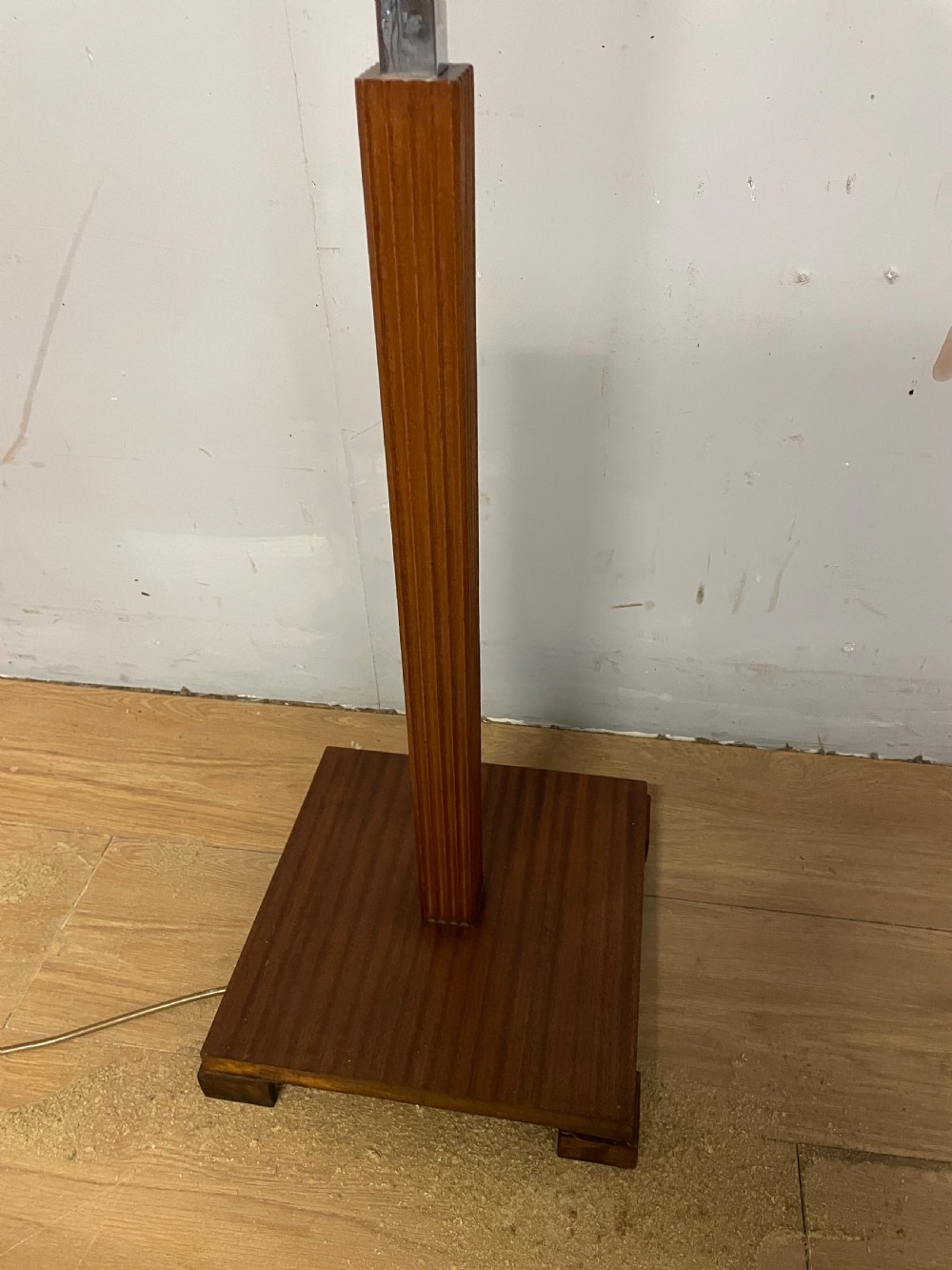 Art Deco chrome standard lamp with original parchment shade  View VI