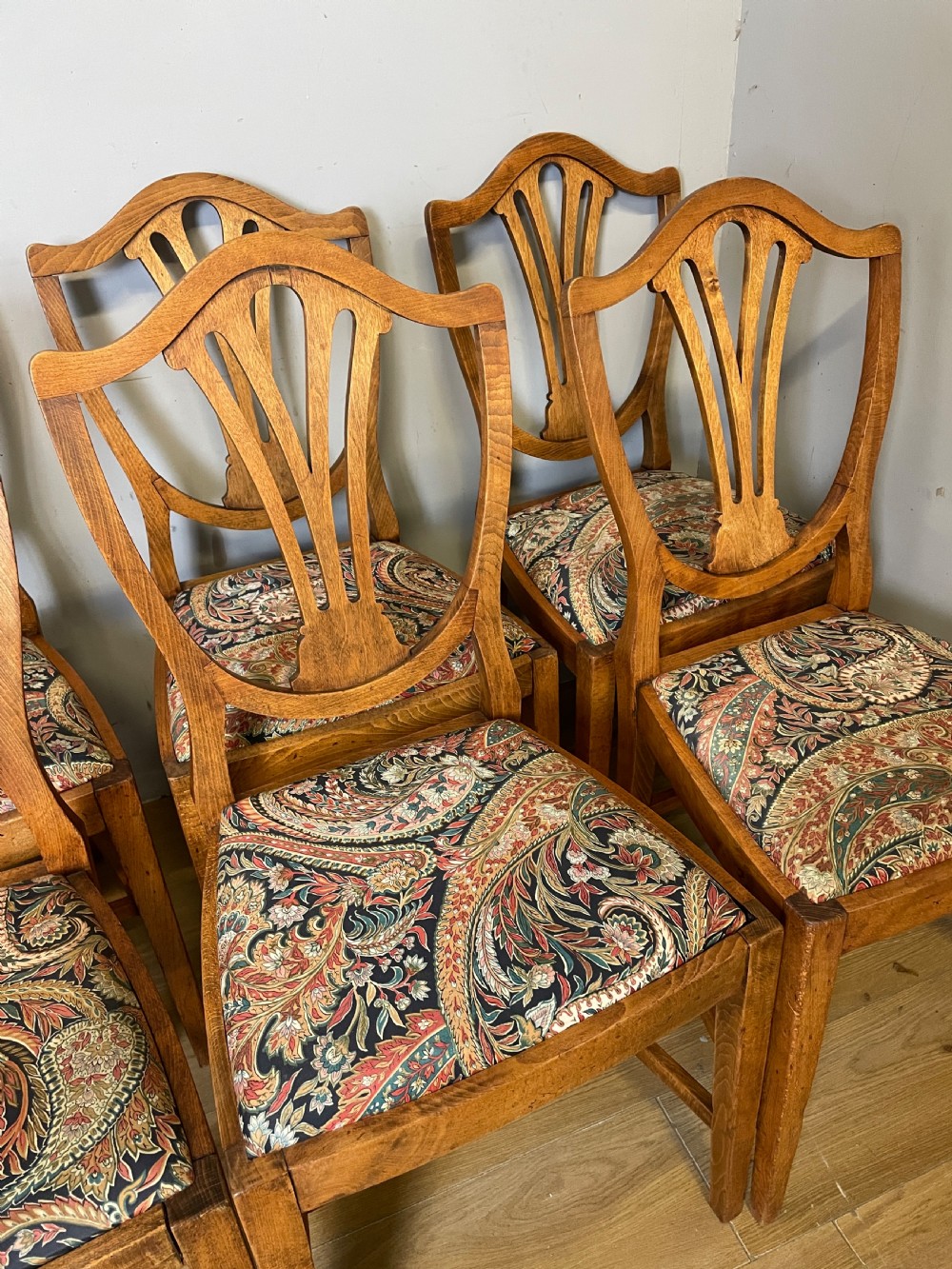 Set of 10 late C19TH country Hepplewhite style dining chairs View IV