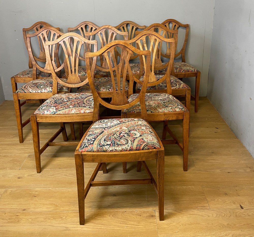 Set of 10 late C19TH country Hepplewhite style dining chairs View V