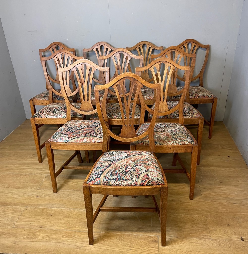 Set of 10 late C19TH country Hepplewhite style dining chairs View VI
