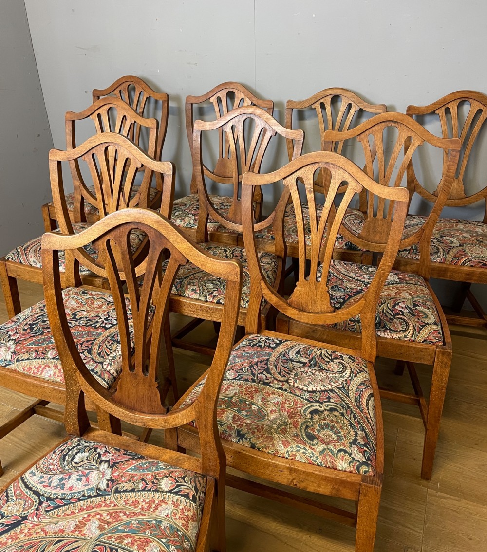 Set of 10 late C19TH country Hepplewhite style dining chairs View VII