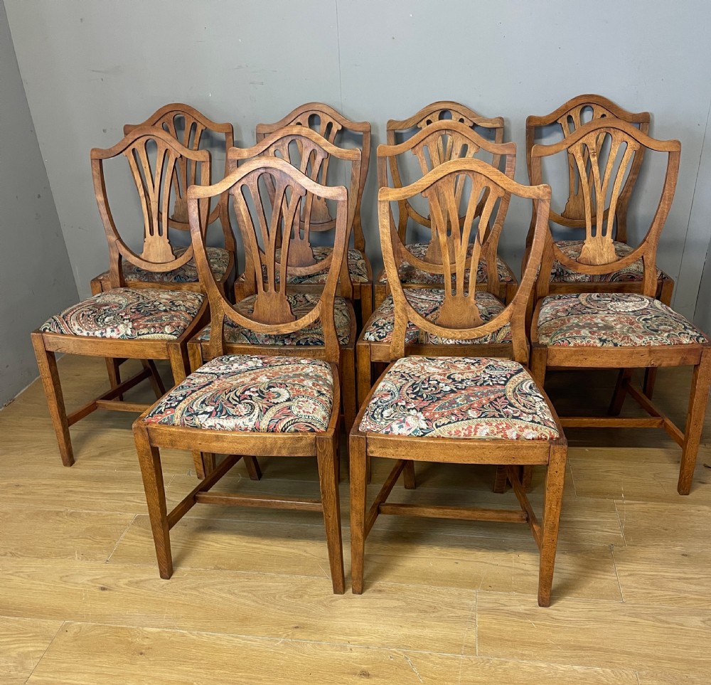 Set of 10 late C19TH country Hepplewhite style dining chairs View XI
