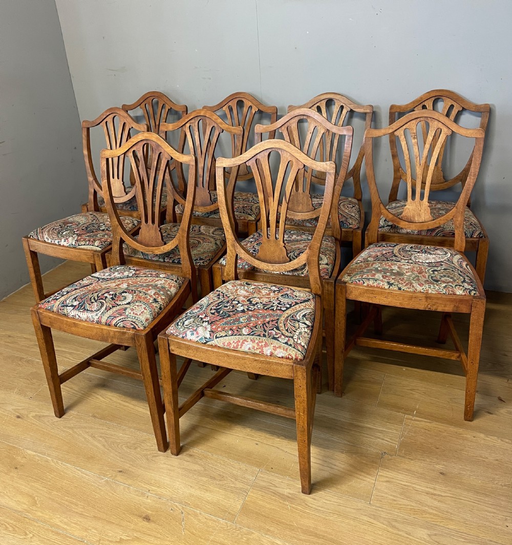 Set of 10 late C19TH country Hepplewhite style dining chairs View XIII