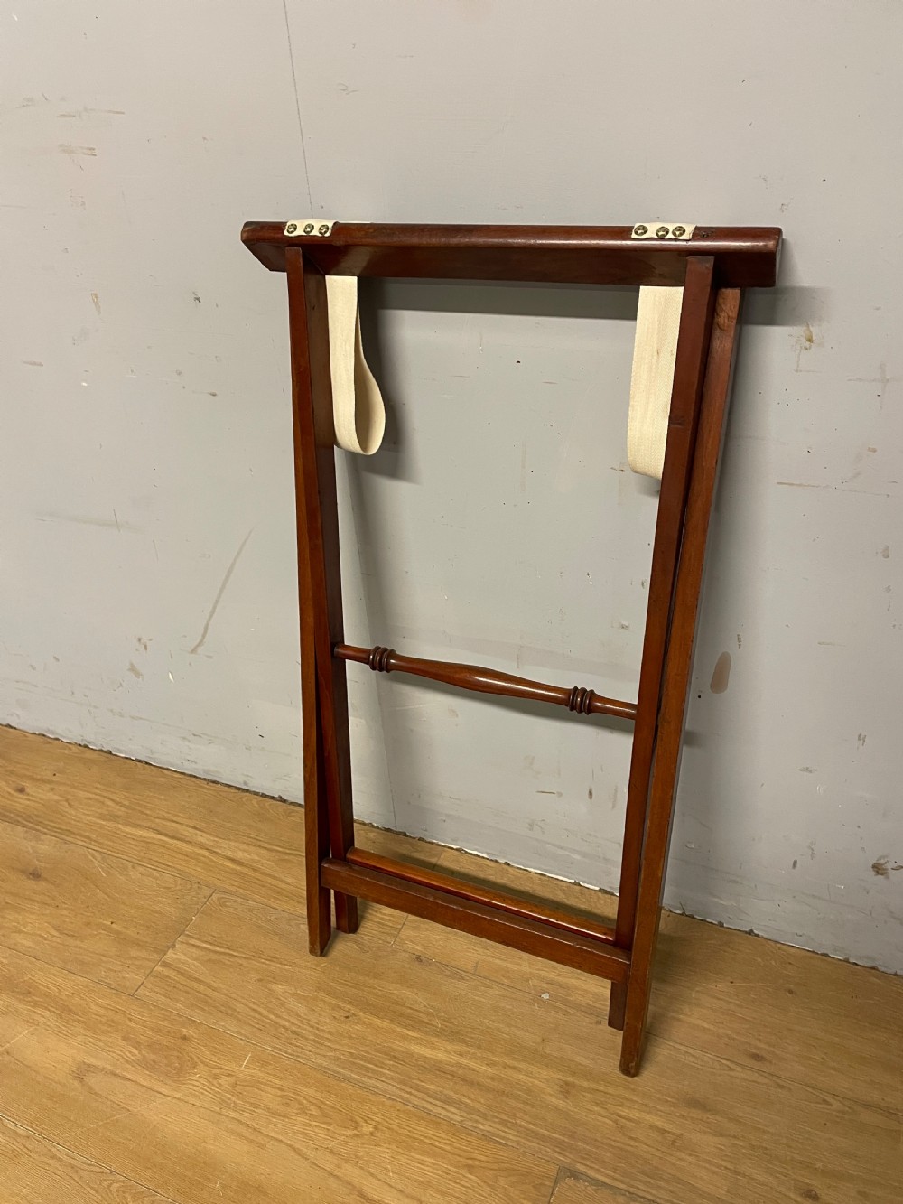 Solid mahogany late Georgian butlers tray on original stand  View V