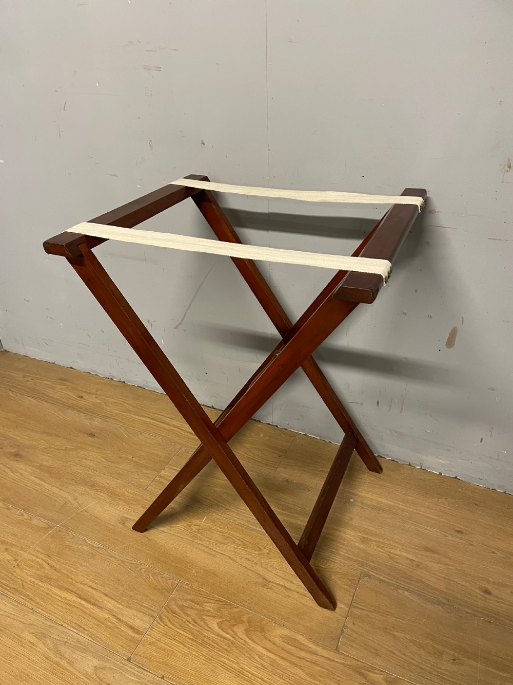 Solid mahogany late Georgian butlers tray on original stand  View VI