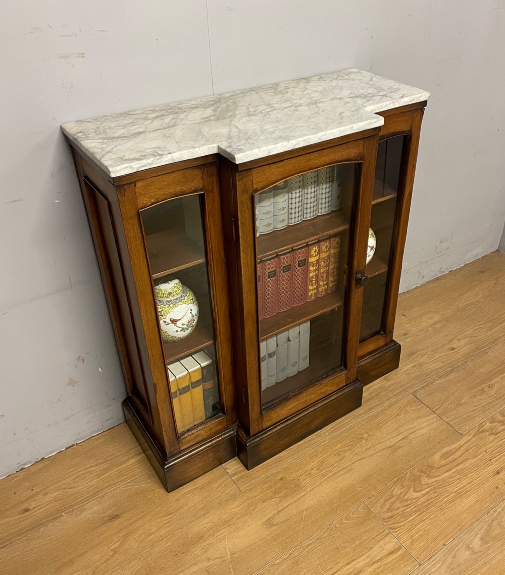 C19TH small breakfront marble topped side cabinet View II