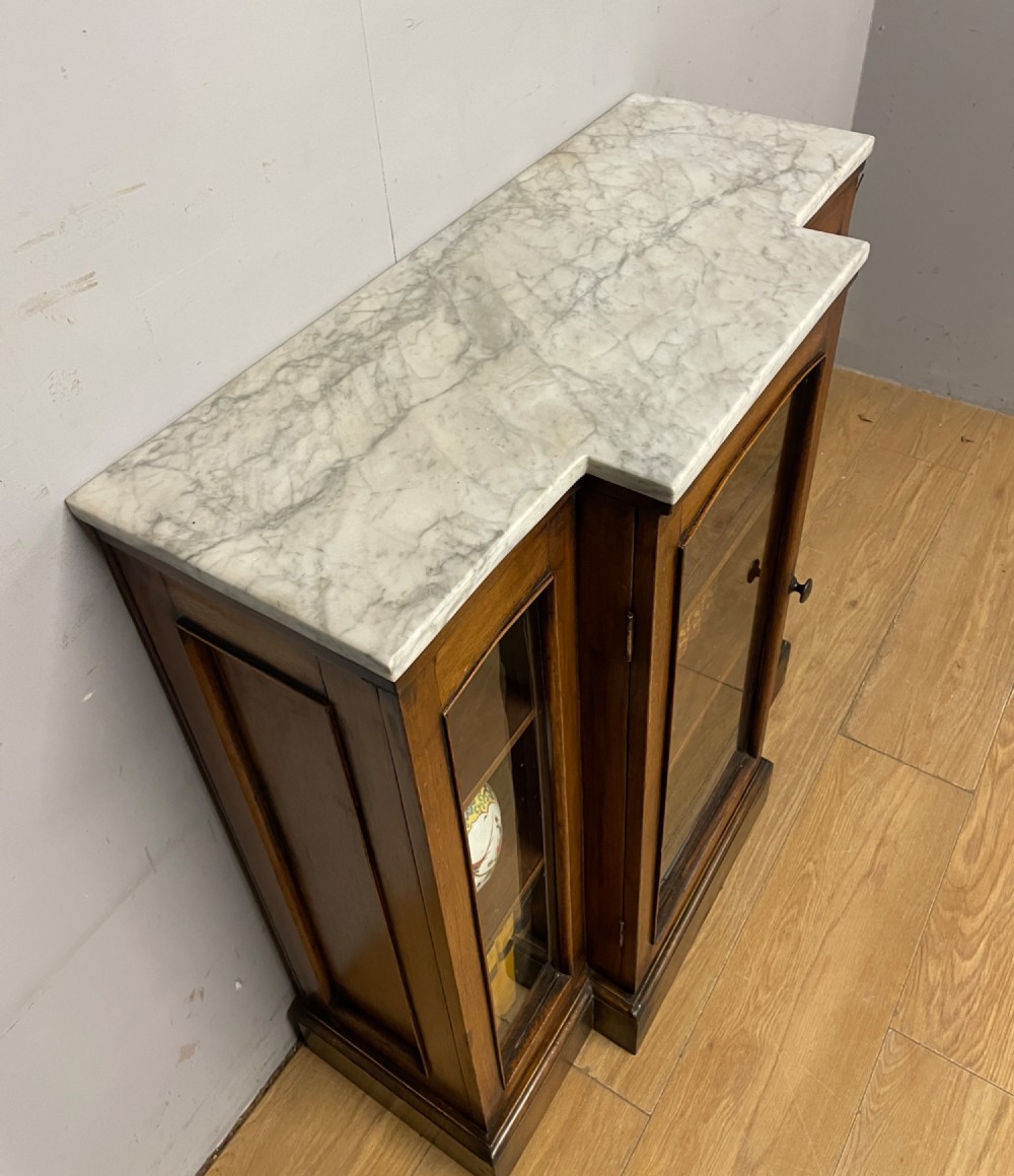 C19TH small breakfront marble topped side cabinet View III