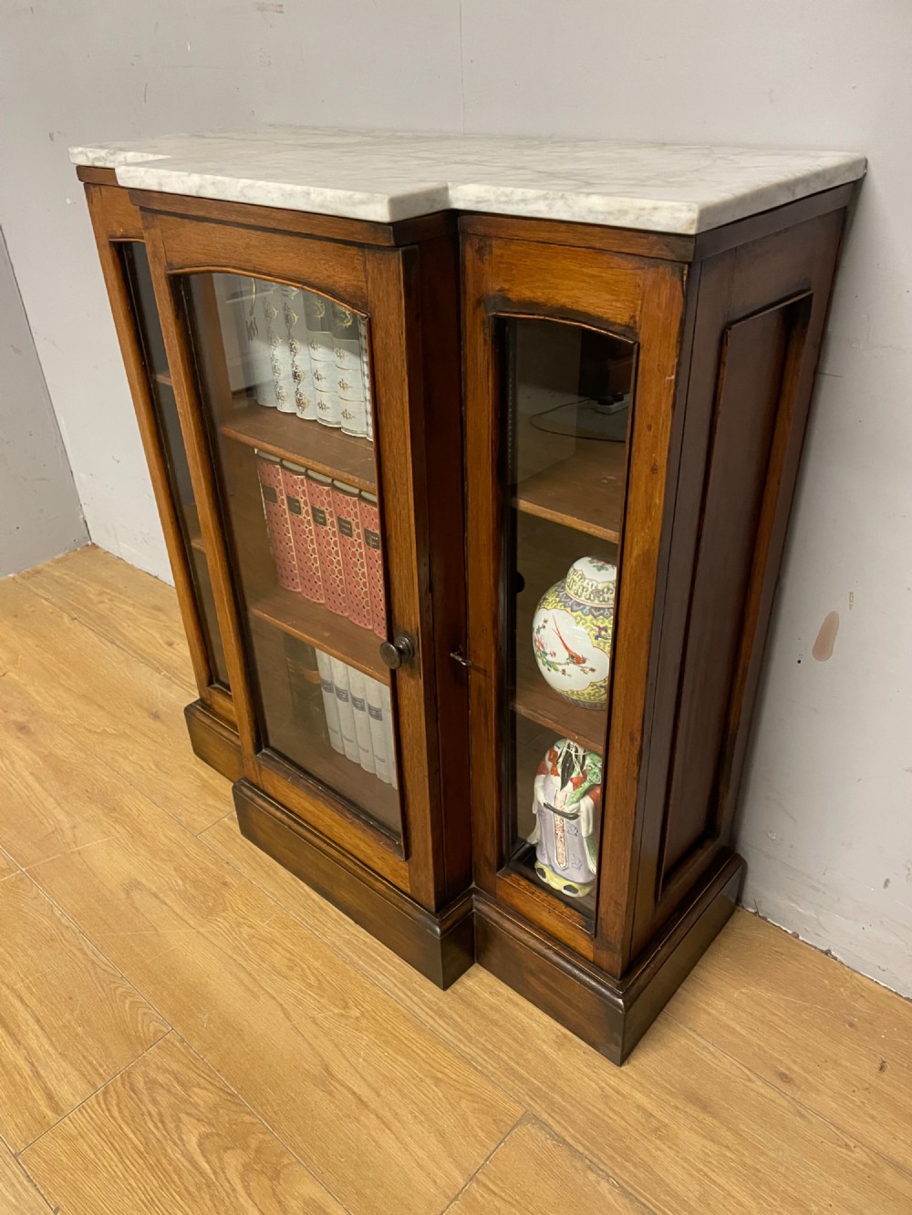 C19TH small breakfront marble topped side cabinet View V