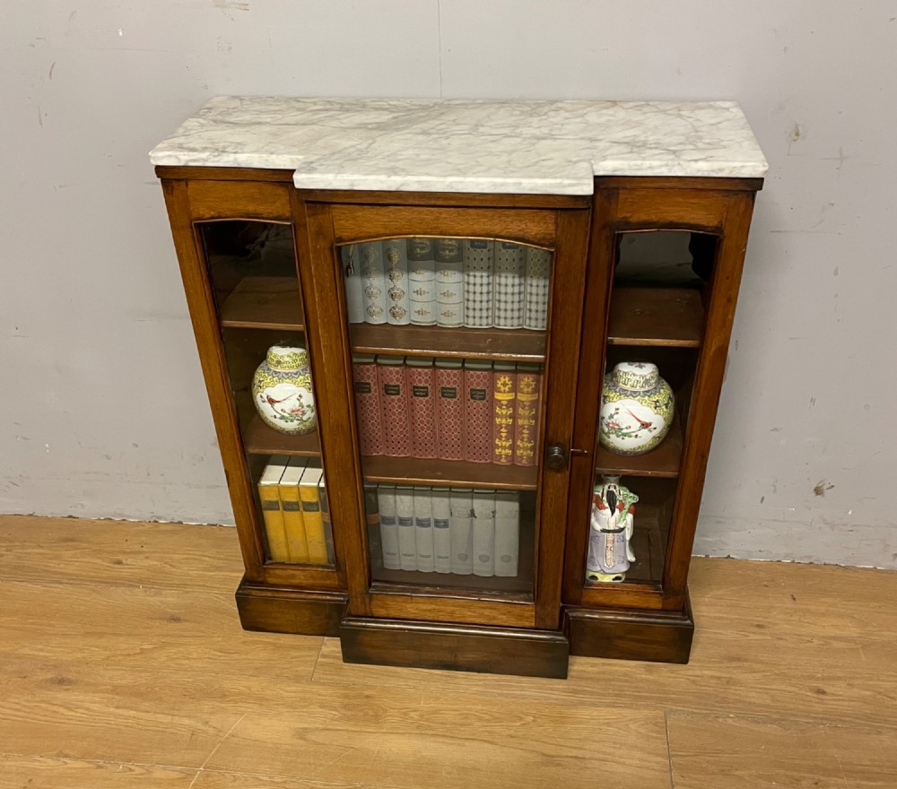 C19TH small breakfront marble topped side cabinet View VI