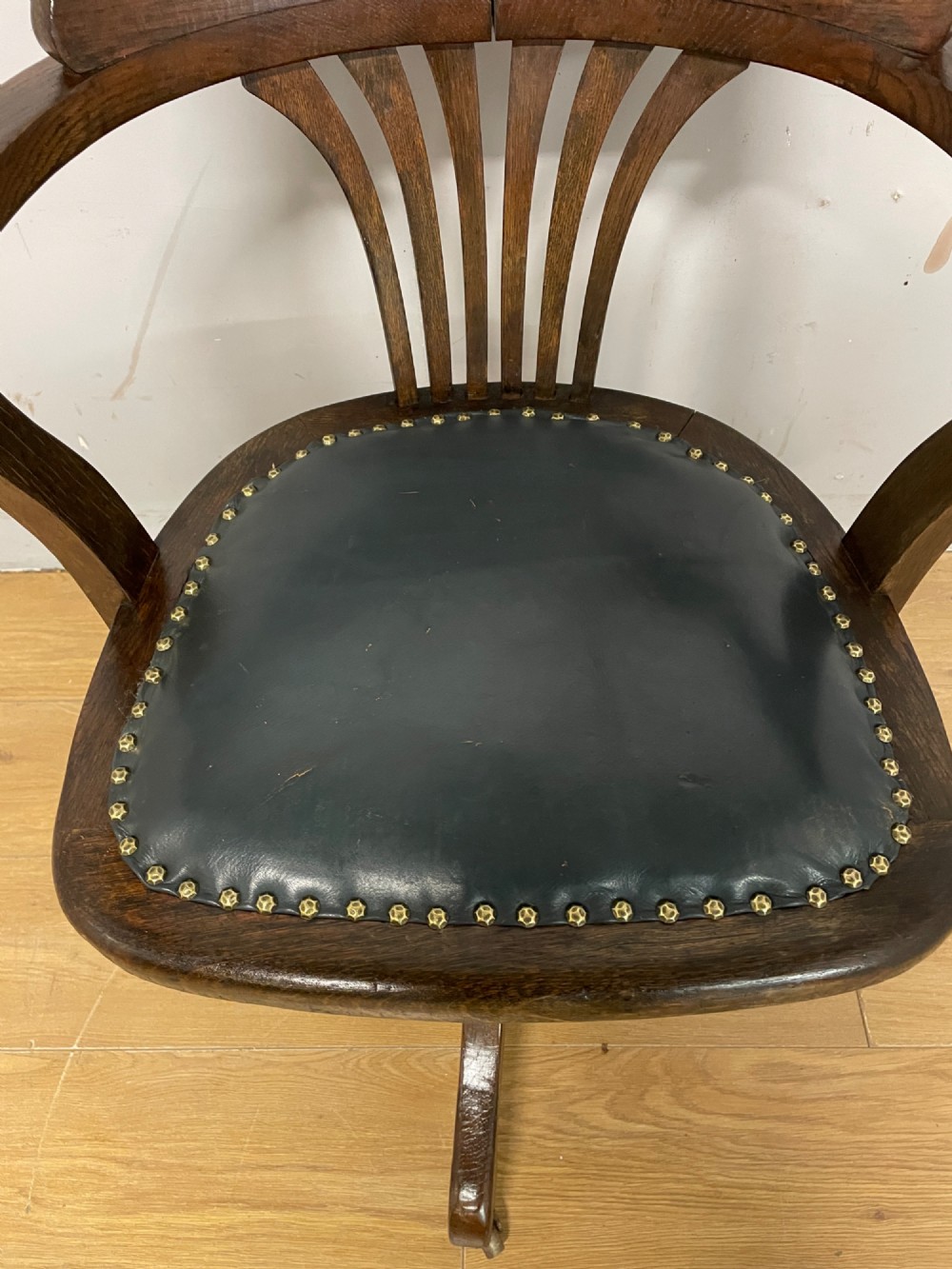 Edwardian oak revolving desk chair View III