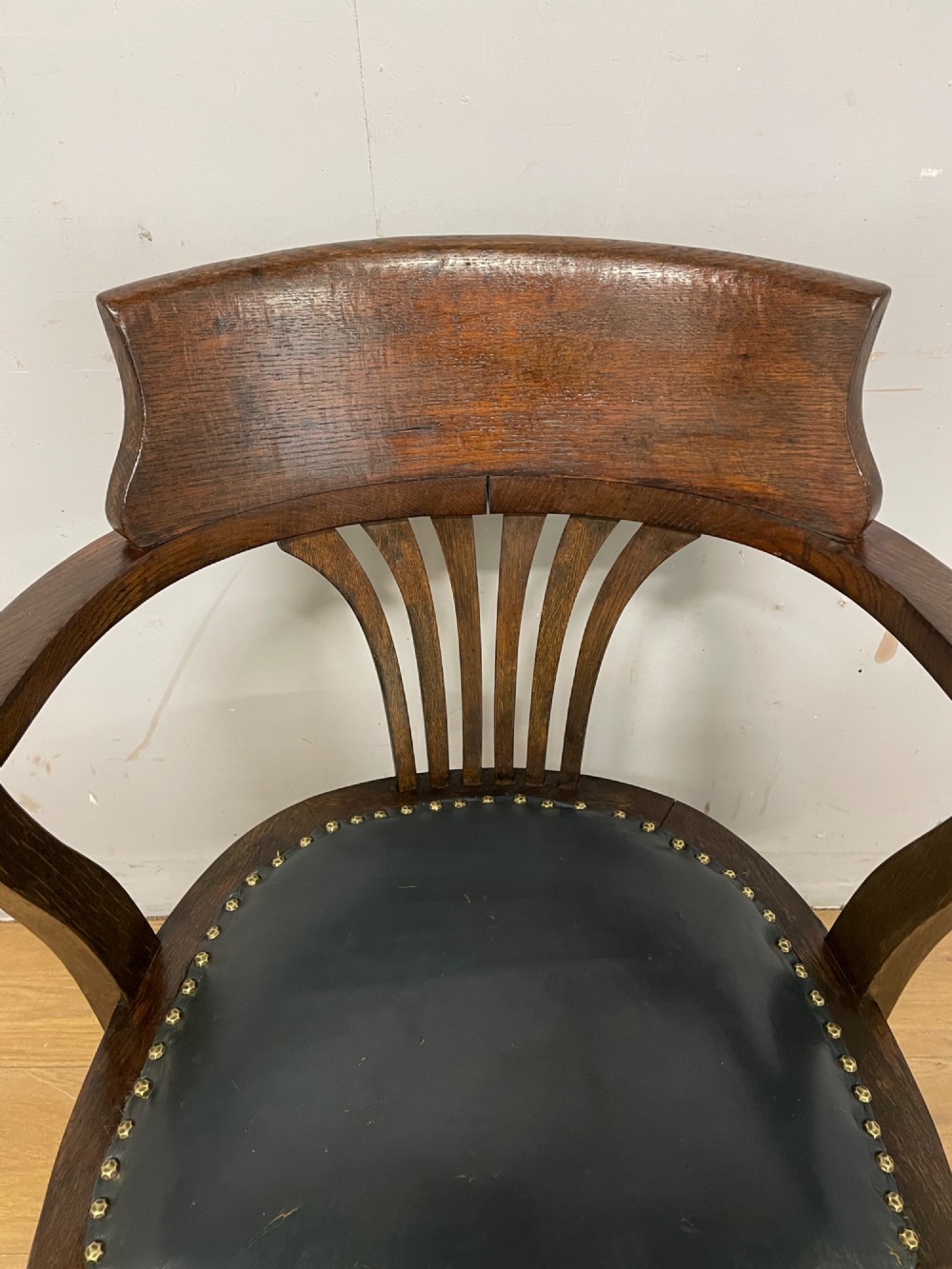 Edwardian oak revolving desk chair View IV