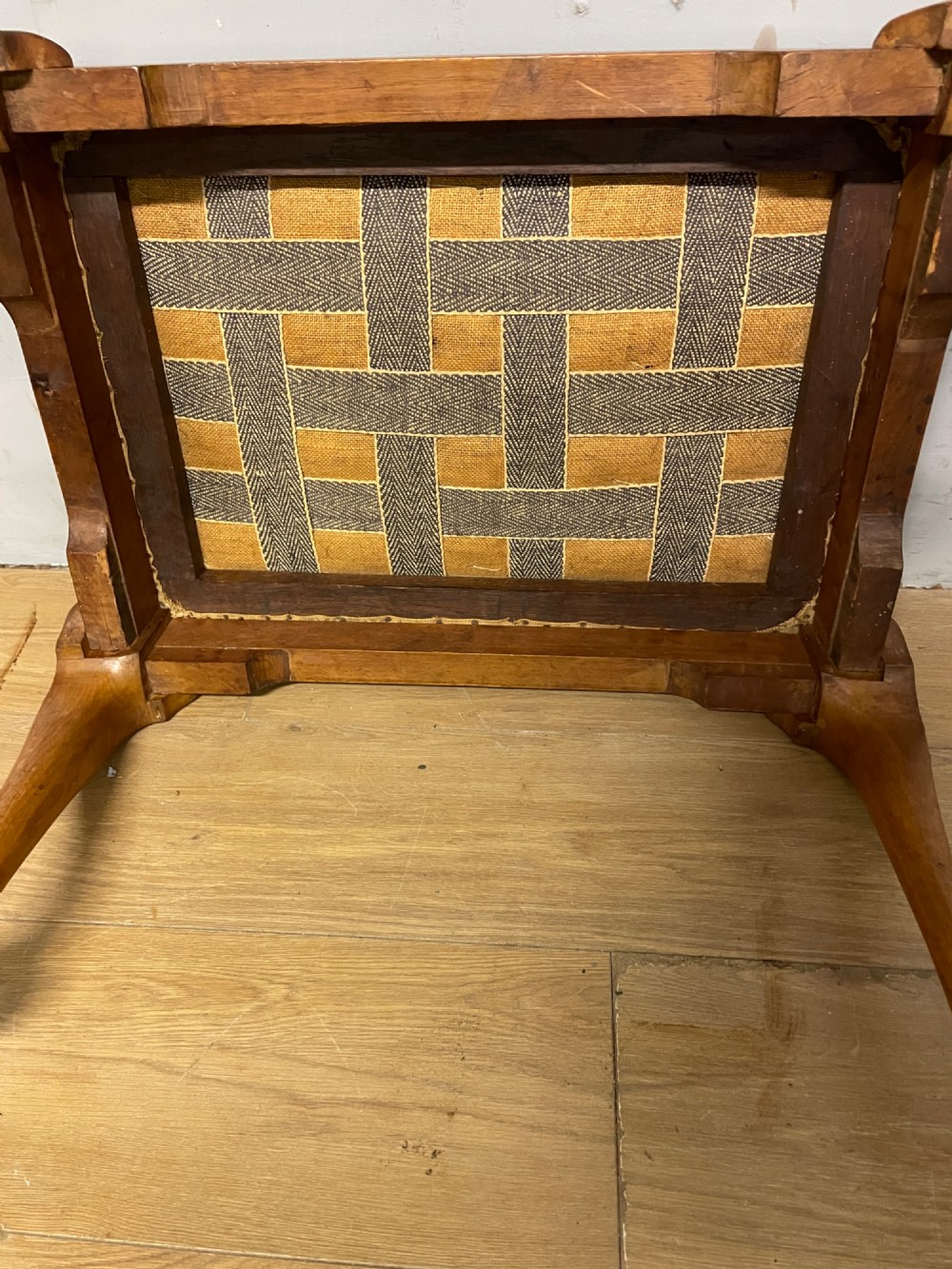 Antique walnut dressing stool on carved cabriole legs View VIII