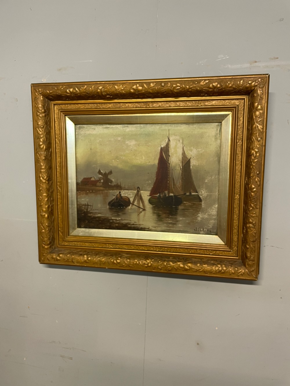 C19TH oil on canvass -Maritime scene