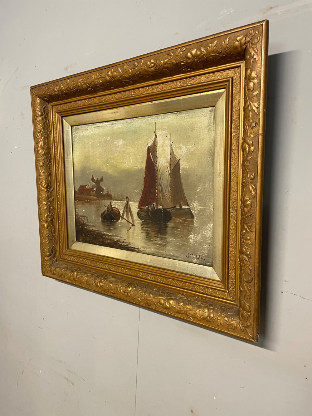 C19TH oil on canvass -Maritime scene View II