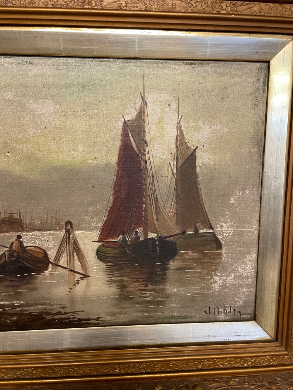 C19TH oil on canvass -Maritime scene View IV