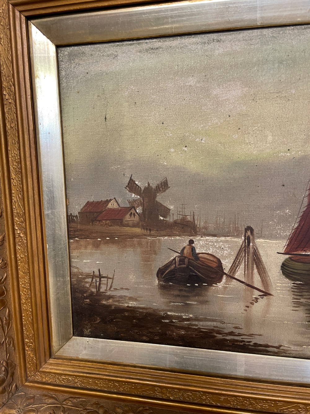 C19TH oil on canvass -Maritime scene View V
