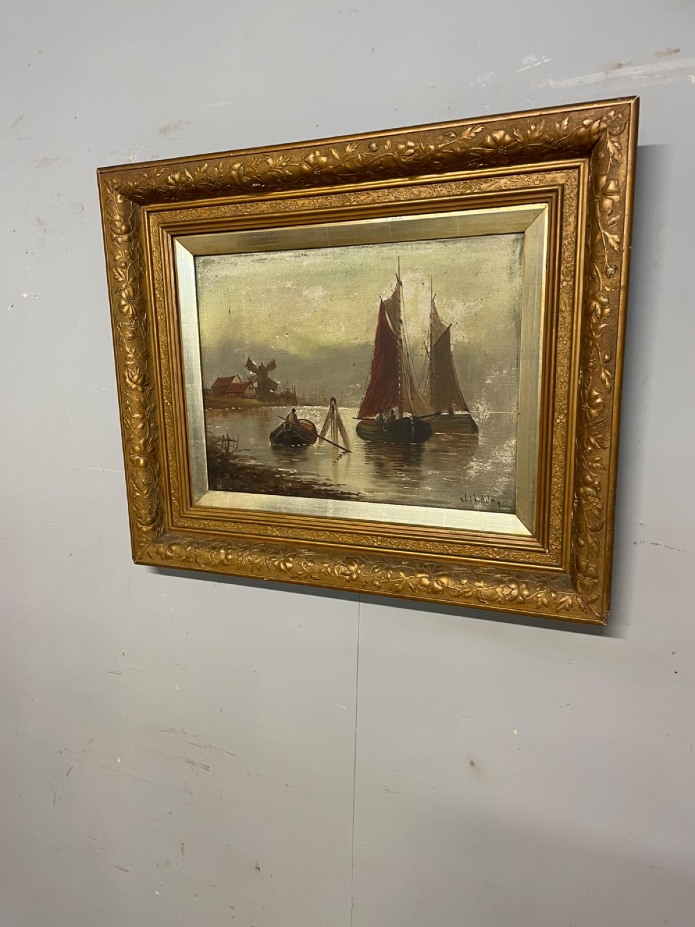 C19TH oil on canvass -Maritime scene View VI