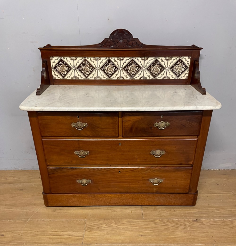 C19TH mahogany washstand with Carrara marble top View II