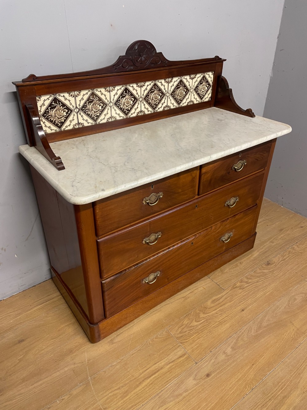 C19TH mahogany washstand with Carrara marble top View III