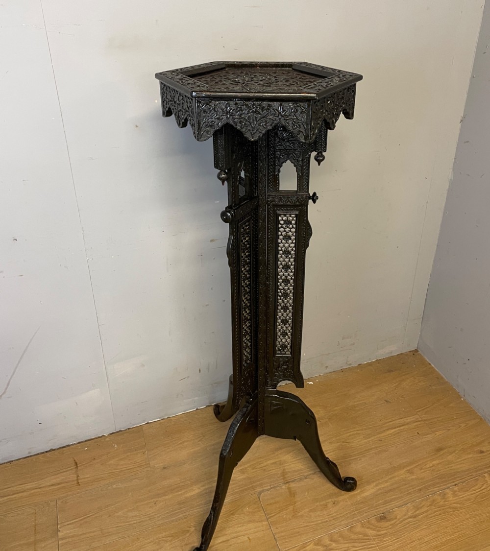C19TH carved anglo-Indian  hardwood stand
