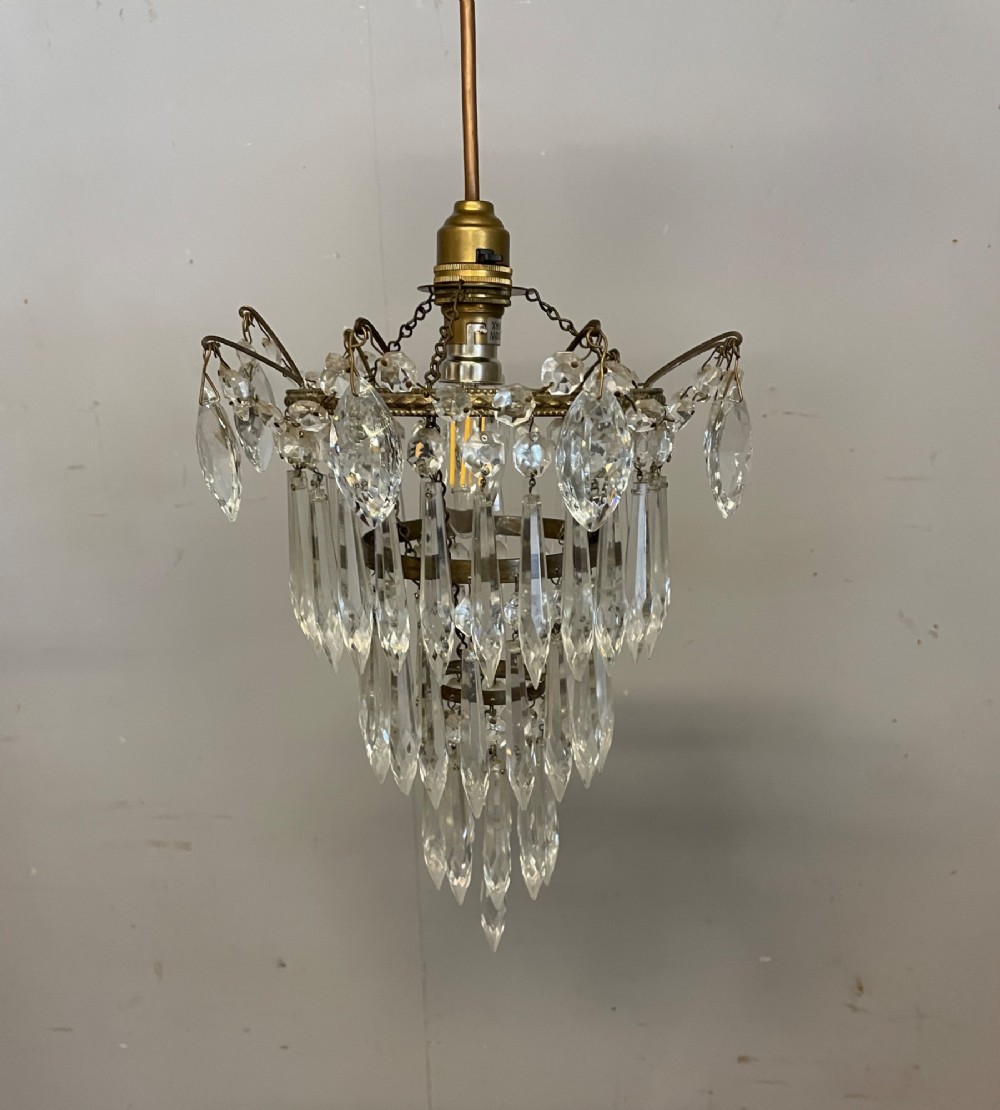 Cut glass three tier waterfall chandelier circa 1930