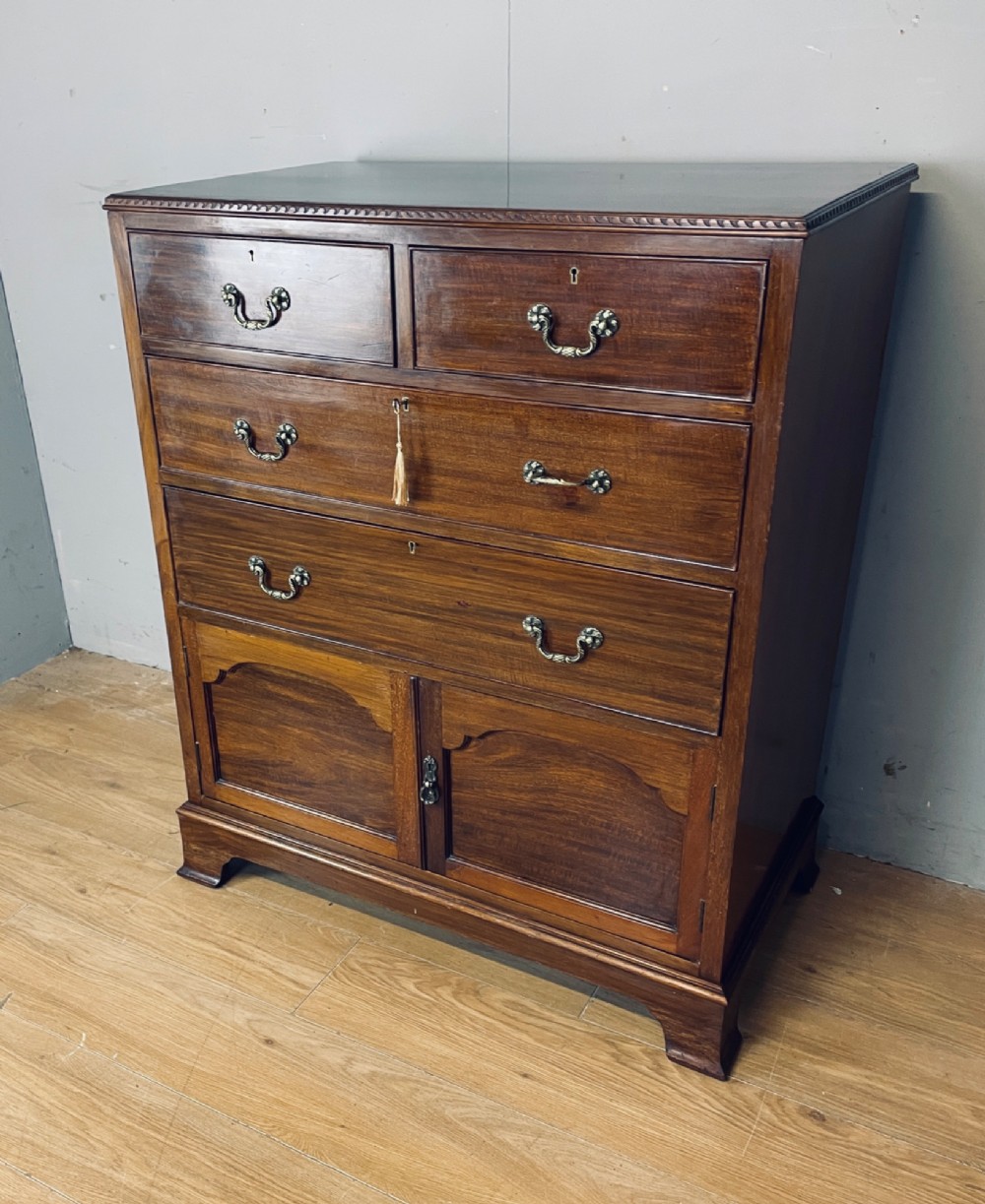 Edwardian London made mahogany chest of drawers with  shoe cupboard View II