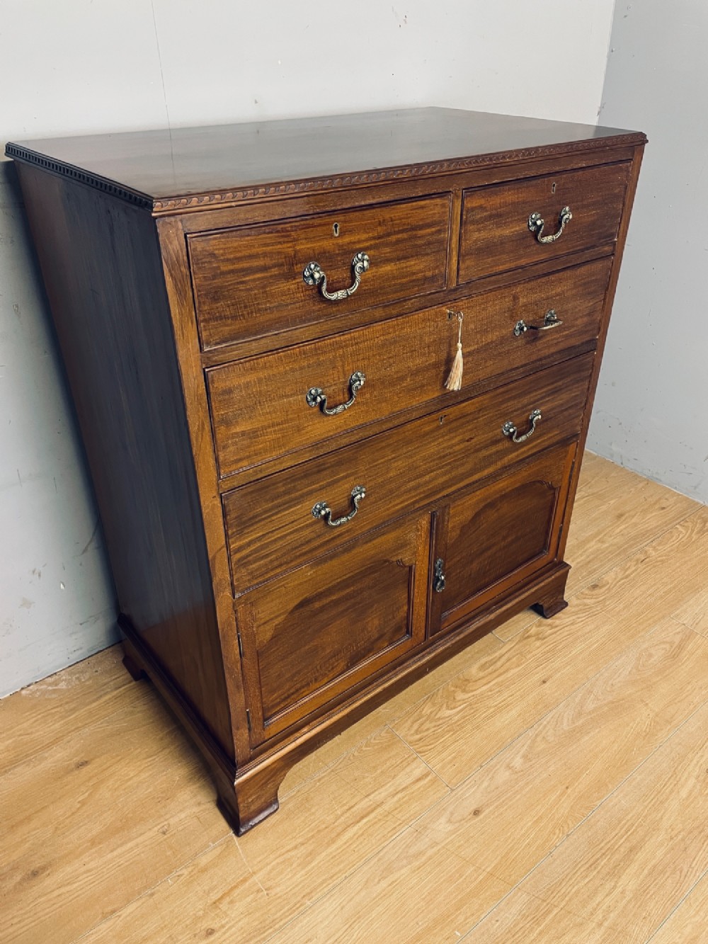 Edwardian London made mahogany chest of drawers with  shoe cupboard View III