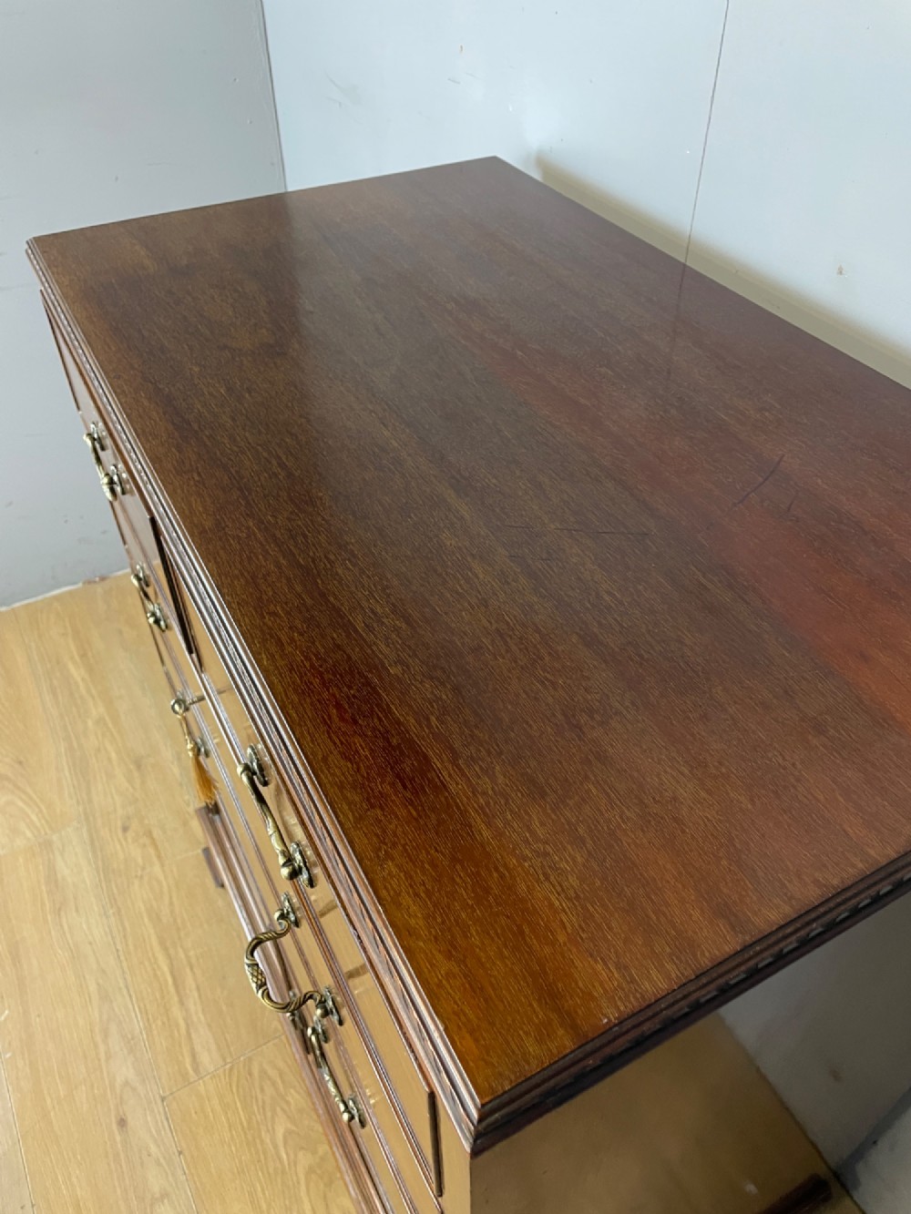 Edwardian London made mahogany chest of drawers with  shoe cupboard View V