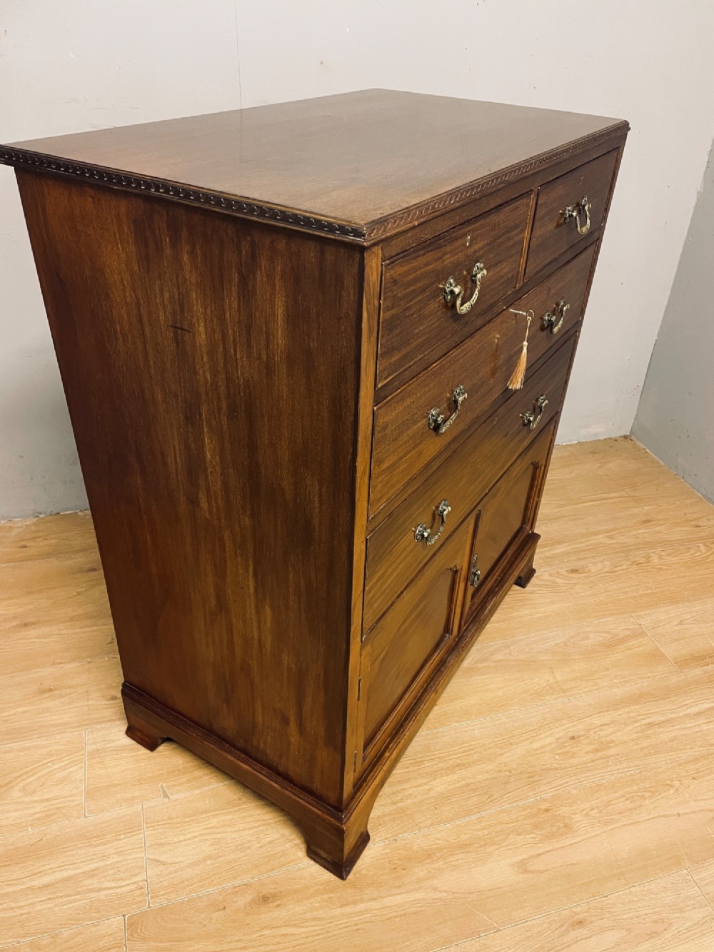 Edwardian London made mahogany chest of drawers with  shoe cupboard View X